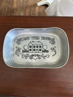 Wilton Armetale Bless This House Decorative Metal Tray - 9”x7”